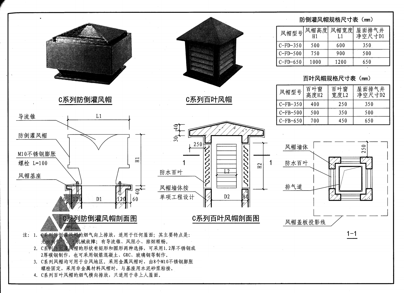 C系列排气道风帽安装图