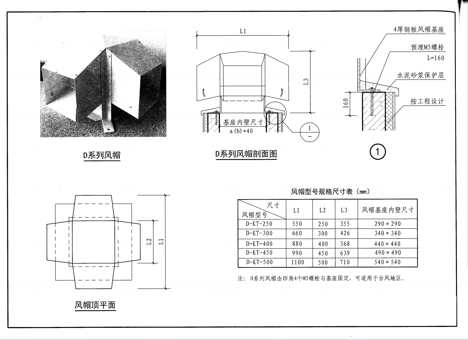 D系列排气道风帽安装图