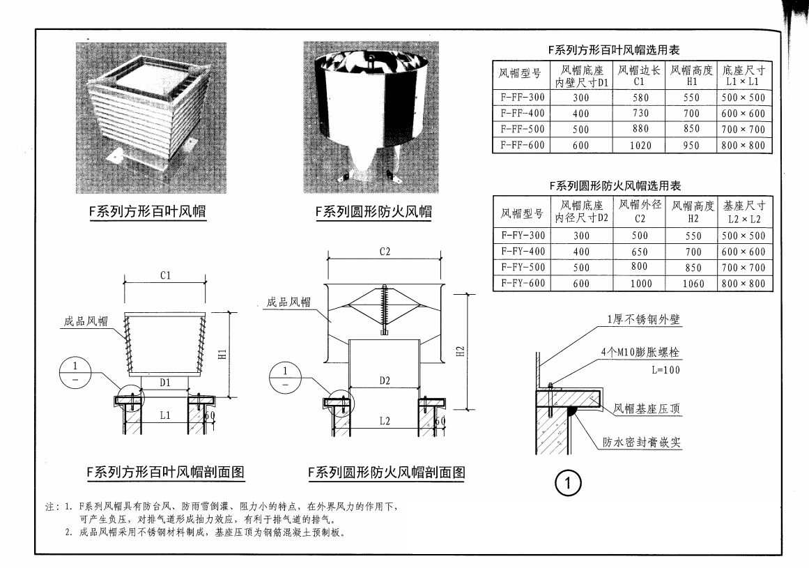 F系列排气道风帽安装图
